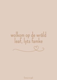 Kaart | A6 | wolkom op de wrâld leaf, lyts famke