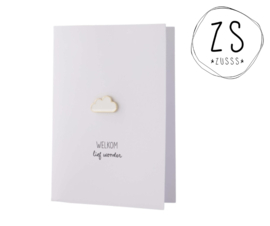 Zusss | kaart met broche | welkom lief wonder