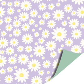 Kadopapier | lila | bloemen| 30 cm