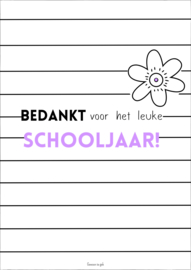 A6 kaart | Bedankt voor het leuke schooljaar! | lila