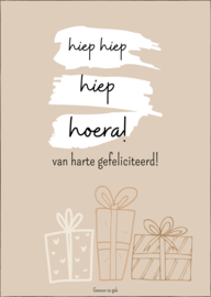 Kaart | A6 |hiep hiep hiep, hoera. Van harte gefeliciteerd! (2)