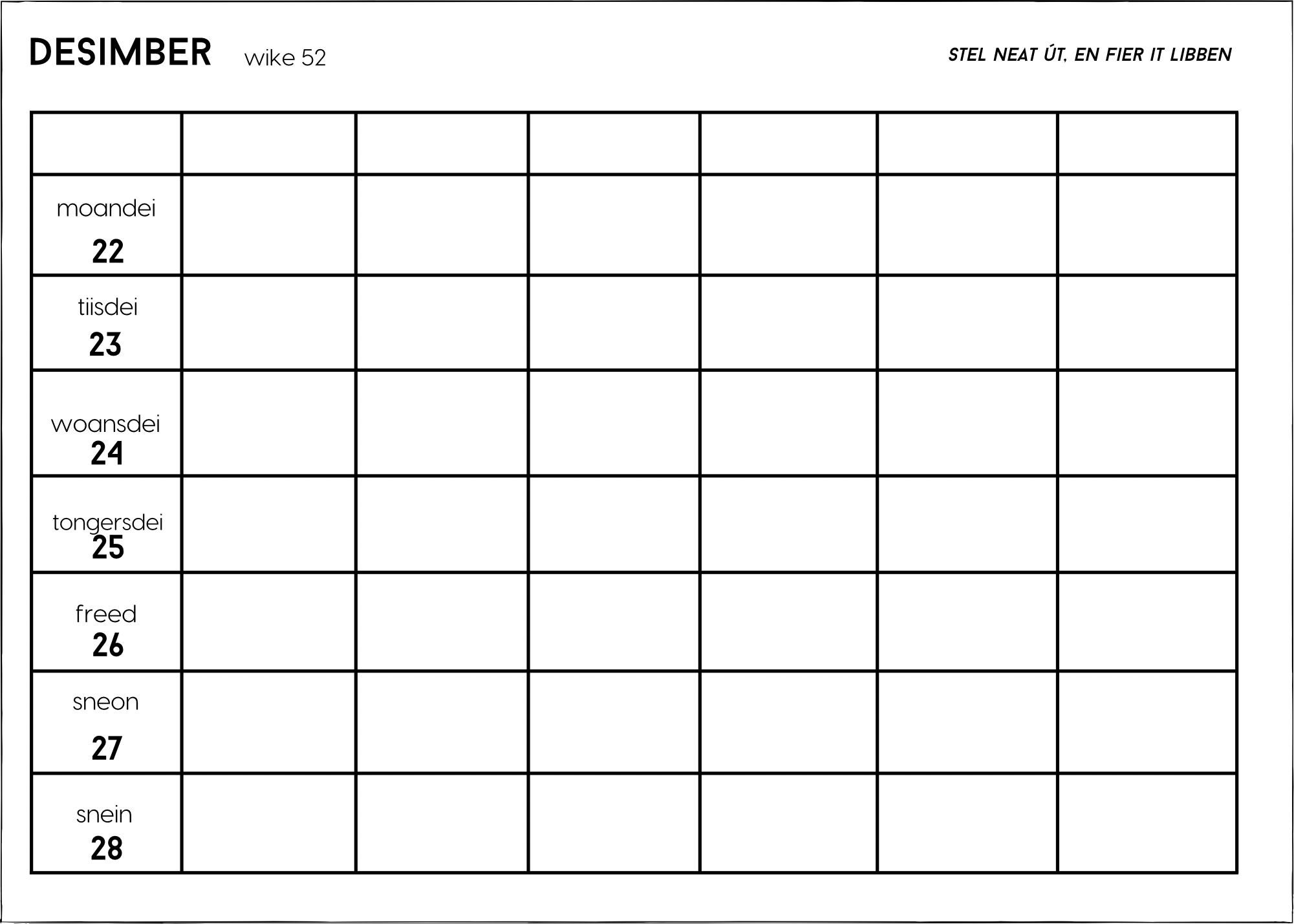 Pré order | 6 pers planner| FRYSK + 10 A6 kaarten