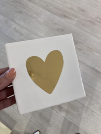 Tegeltje - gouden hart | wit