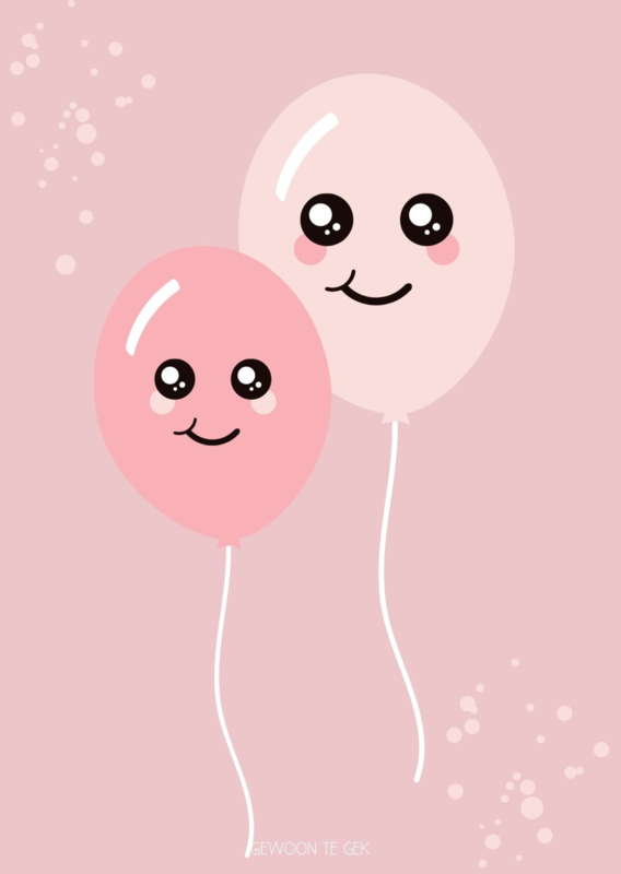 Kaart | roze | ballonnen