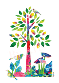 Color By Kris ‘Birds & Tree’ A4 Print