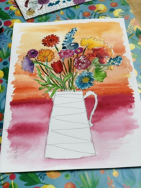 Watercolor it yourself 12. 'Kan met bloemen’