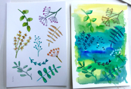 Watercolor it yourself 17. 'Takjes en Blaadjes'