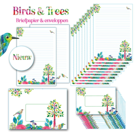By Kris Postpapierset ‘Birds & Trees + extra’s