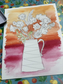 Watercolor it yourself 12. 'Kan met bloemen’