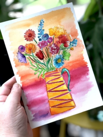 Watercolor it yourself 12. 'Kan met bloemen’