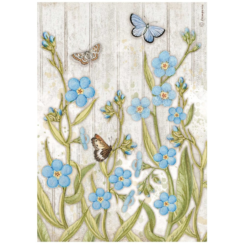Rice paper ‘Blue Flowers & Butterflies’