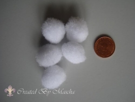 Pom-poms, 15 mm, wit