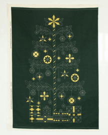 DVC1007 Sashiko Panels Tree Green - Gold, DVC1007