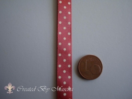 Decoratief lint rood/wit gestipt (10mm) nr.1