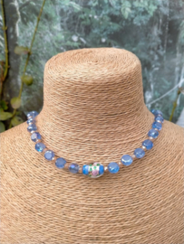 Hemelsblauwe Murano glaskralen ketting