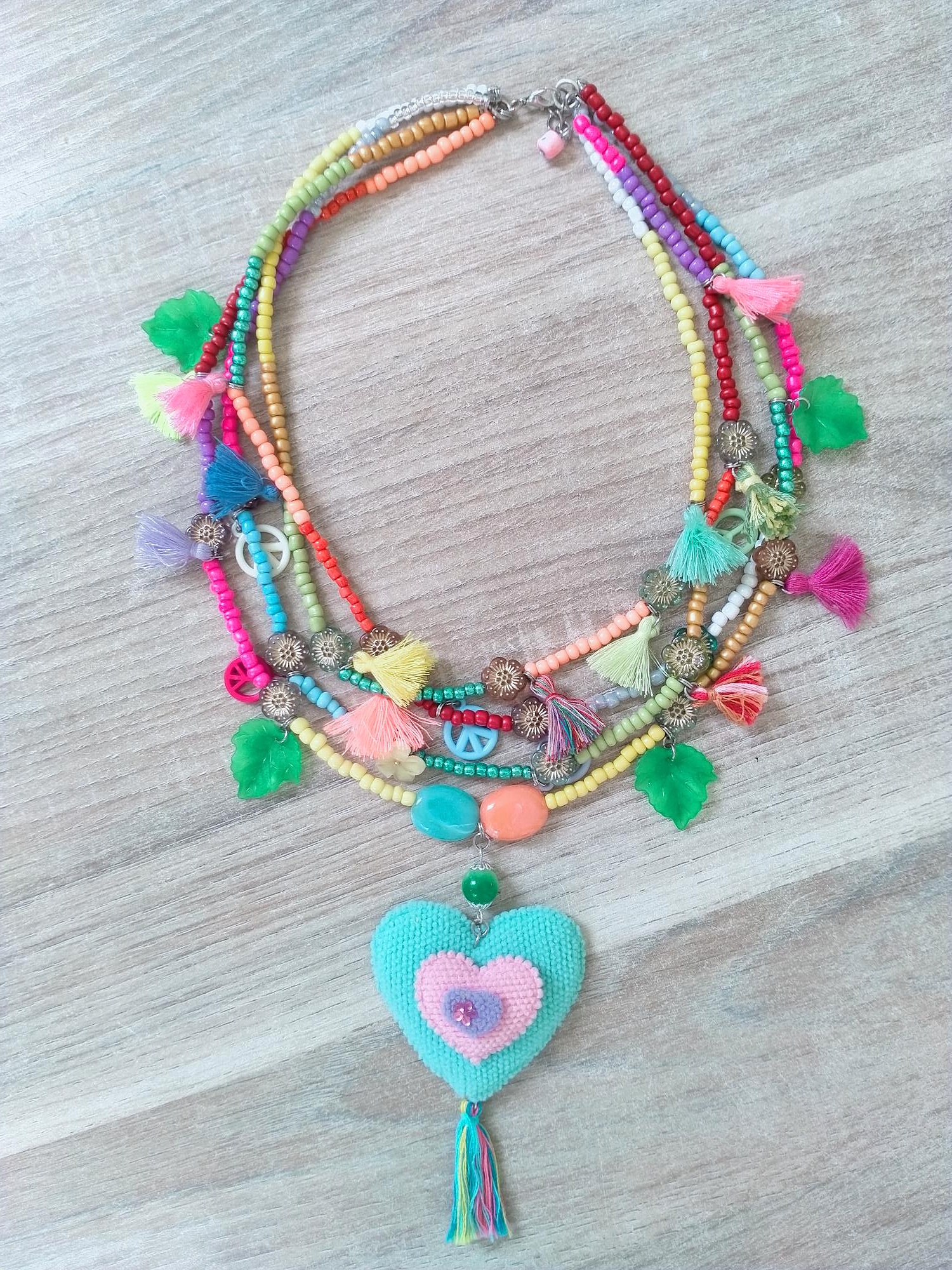 Bohemian Ibiza style ketting 4-laags
