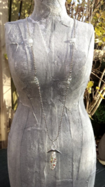 Lange ballchain ketting met crinkle beschermengel