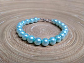 Licht turquoise glasparel armband 8 mm