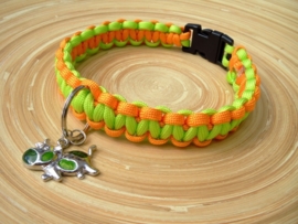 Groen/oranje hondenhalsband  Halsomvang 32