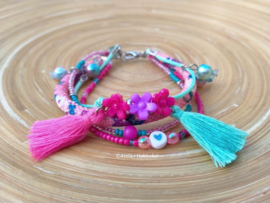 Armband met roze/turquoise Dreamz koord