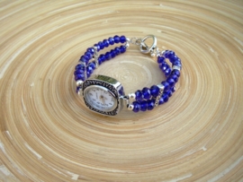 Horloge met indigo blauwe glas rondellen