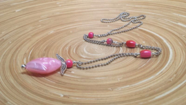 Ballchain ketting met grote roze beschermengel