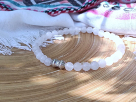 Herenarmband met Roomwitte Glaskralen