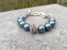 Briljantblauwe glasparel damesarmband