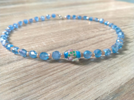 Hemelsblauwe Murano glaskralen ketting
