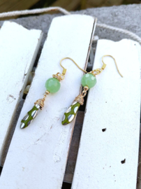 Groene Peacock Daggerbeads Oorbellen