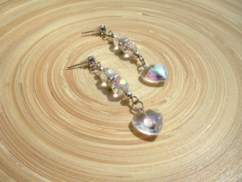 Oorstekers met AB en electroplated hart hangers