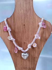 Roze koord ketting