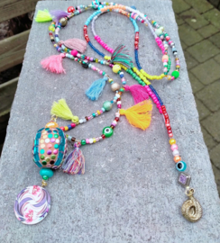 Dubbele Bohemian ketting met Shamballa kraal