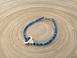 Skull armbandje in  verschillende blauwe tinten