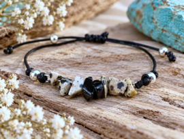Dalmatiër Jaspis Armband met Obsidiaan