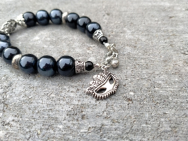 Zwart en electroplated dames glasparel armband