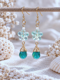 Turquoise Tsjechische bloemoorbellen
