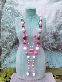 2-Delige lange roze kettingen set