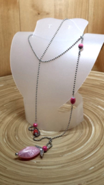 Ballchain ketting met grote roze beschermengel