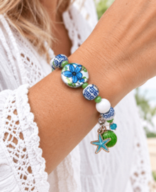 Delfts blauwe schelpen armband