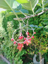 Zilver met rode copper wire oorbellen