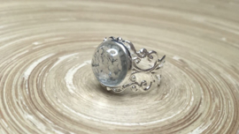 Zilverkleurige filigraan strass ring