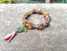Vrolijke bloemen armband van India kralen