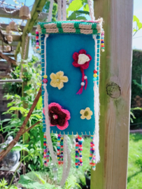 Handgemaakt blauw mobiel heuptasje