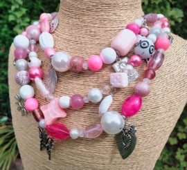 3-Laags roze ketting