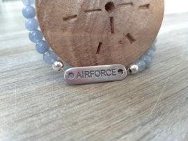 Chalsedoon heren armband met airforce connector