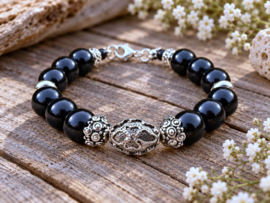 Zwarte Electroplated Glasparel Armband