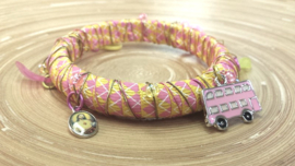 Geel/roze bangle armband