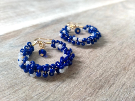Delfts blauwe rocailles oorringen