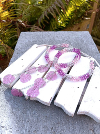 Creolen van roze Strass Rocailles